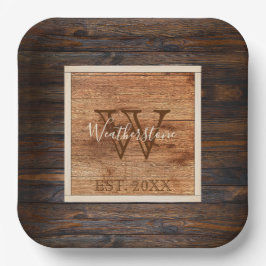 Rustic Wood Tone Monogram Large