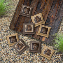 Rustic Wood Tone Monogram Sjö Cornhole Bags