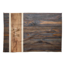 Rustic Wood Tone Monogram Vågrät Rand