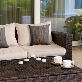 Rustic Wood Tone Mörk Brown Utomhusfyllning Kudde