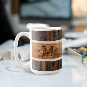 Rustic Wood Tone Rand Brown Kaffemugg
