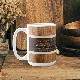 Rustic Wood Tone Rand Tan Coffee Mugg