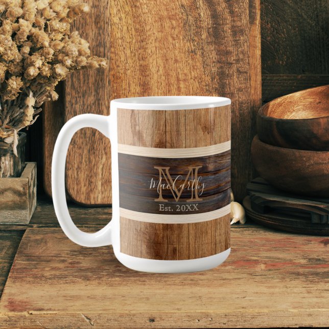 Rustic Wood Tone Rand Tan Coffee Mugg (Skapare uppladdad)