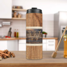 Rustic Wood Tone Rand Tan Thermal Tumbler