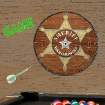 Rustic Wood tone sheriff Badge Star,  Wood D Darttavla<br><div class="desc">Rustic Wood tone sheriff Badge Star,   Wood grain Dart Board. En rustik Faux-träinläggsmatch gör perfekt personlig Gift,  det är underbart för individer som arbetar för sheriffkontoret eller för enheten att leka med. Vår mall för enkel använda gör det enkelt att anpassa sig.</div>