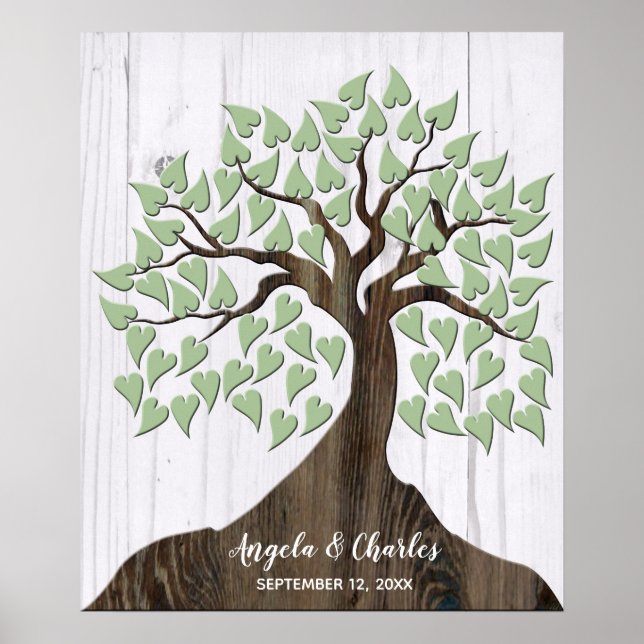 Rustic Wood Träd Alternative Guest Bok Poster (Framsidan)