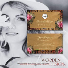 Rustic Wood Träd Bark Blommigt Blooming Ro Logotyp Visitkort