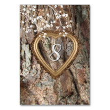 Rustic Wood, Träd Bark, Heart, Anpassningsbar