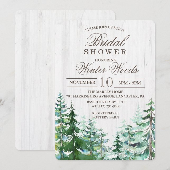 Rustic Wood Träd Inbjudningskort för möhippan (Fram/baksida)