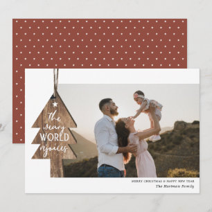 Rustic Wood Träd Ornament Photo jul Julkort