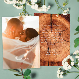 Rustic Wood Träd Ring Photo Tack Kort