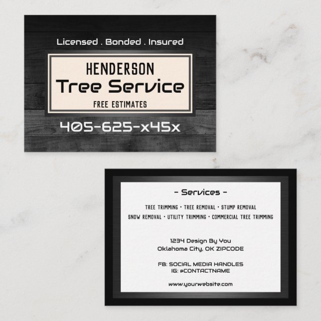 Rustic Wood Träd Trimming Visitkort (Fram/baksida)