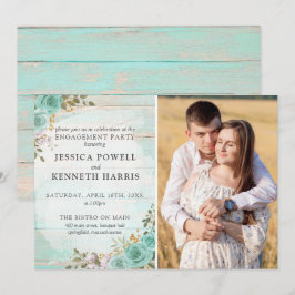 Rustic Wood Turcos Ro Förlovningsfest Photo Inbjudningar