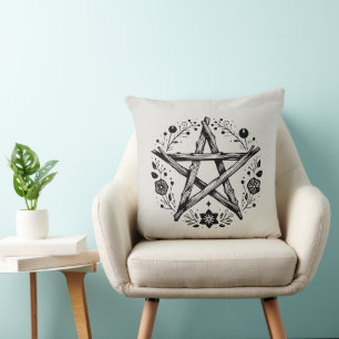 Rustic Wood Twig Star Pentacle Kudde