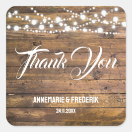 Rustic Wood Twinkle Ljus Fyrkantigt Klistermärke