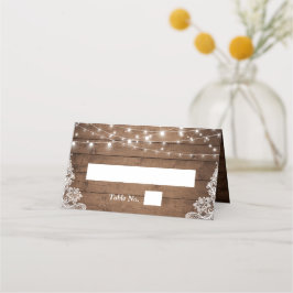 Rustic Wood Twinkle Ljus Snöre Bröllop Placeringskort