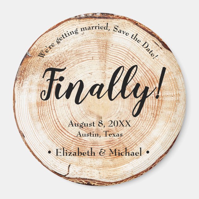 Rustic Wood Unique Slutligen gifta sig vi Magnet (Framsidan)