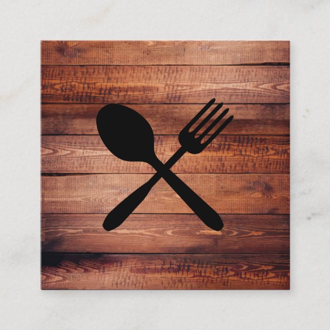 Rustic Wood Utensils Fyrkantigt Visitkort (Framsida)