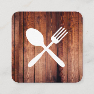 Rustic Wood Utensils Fyrkantigt Visitkort