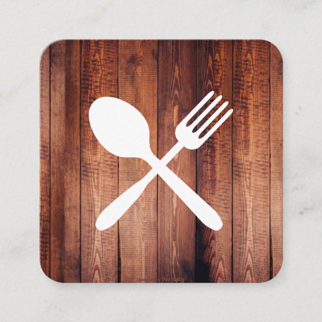 Rustic Wood Utensils Fyrkantigt Visitkort (Framsida)