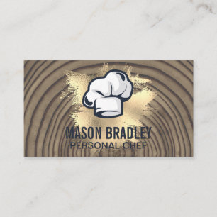 Rustic Wood Utensils Gold Foil Splatter Visitkort