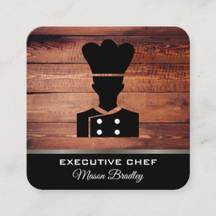 Rustic Wood Utensils Grill Master Chef Fyrkantigt Visitkort