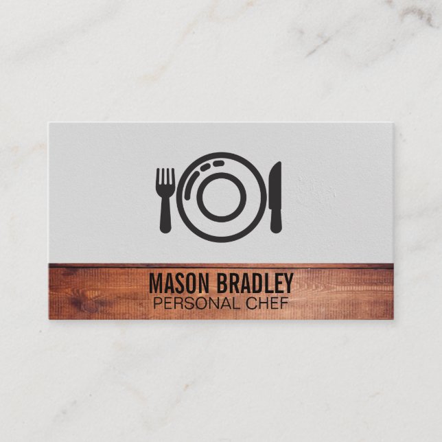 Rustic Wood Utensils | Personal Executive Chef Visitkort (Framsida)