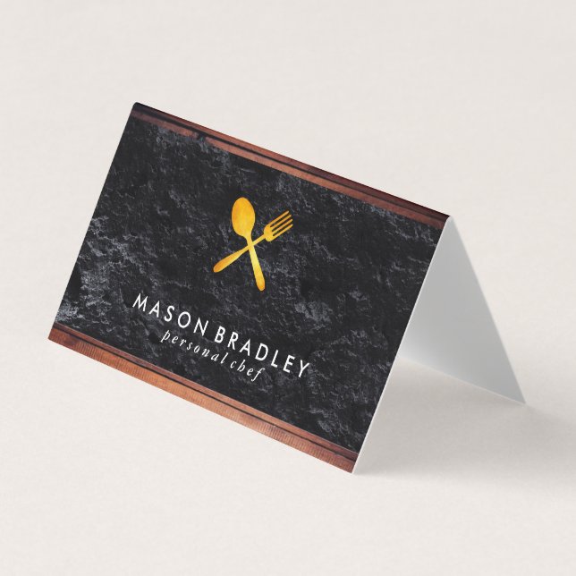 Rustic Wood Utensils Visitkort (Framsida)