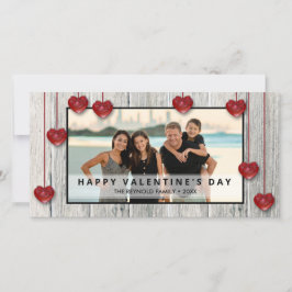 Rustic Wood Valentine Day KÄRLEK Hearts Photo Card