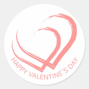 Rustic Wood Valentine's Day Two Rosa Heart Runt Klistermärke