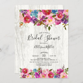 Rustic Wood Vår Blommigt Inbjudningskort för möhip