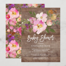 Rustic Wood Vår Bouquet Baby Shower-inbjudan