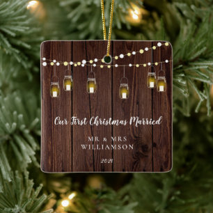Rustic Wood vår första jultomte Julgransprydnad Keramik