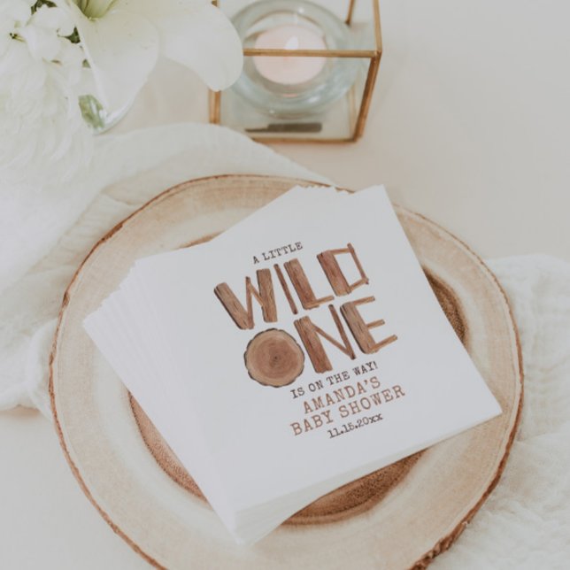 Rustic Wood-Vild med vattenfärg en babyskiss Pappersservett (Skapare uppladdad)