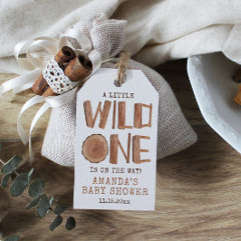 Rustic Wood-Vild med vattenfärg en babyskiss Presentetikett