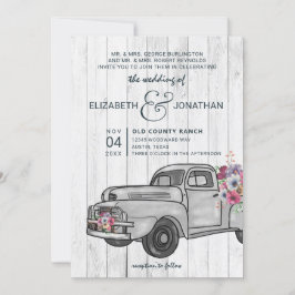 Rustic Wood Vintage Lastbil Boho bröllopsinbjudan Inbjudningar