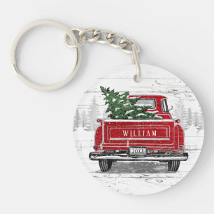 Rustic Wood vintage Red Lastbil Julgran Namn