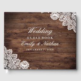 Rustic Wood Vintage Snöre Bröllop Guest Bok