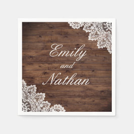 Rustic Wood Vintage Snöre Bröllop Napkins Pappersservett