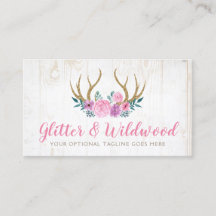 Rustic Wood & Watercolor Blommigt Antlers Boutique