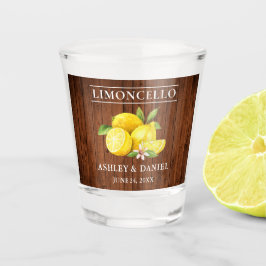 Rustic Wood Watercolor Lemons Bröllop Limoncello