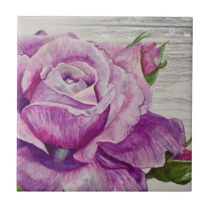 Rustic Wood Watercolor Lila Ro Kakelplatta