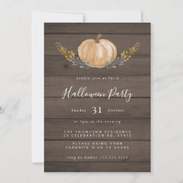 Rustic Wood Watercolor Pumpkin Halloween fest Inbjudningar