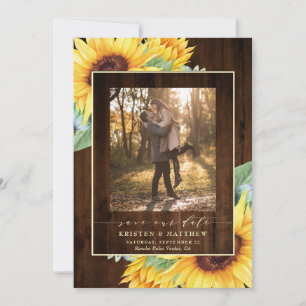 Rustic Wood Watercolor Solrosfoto Spara Datumet