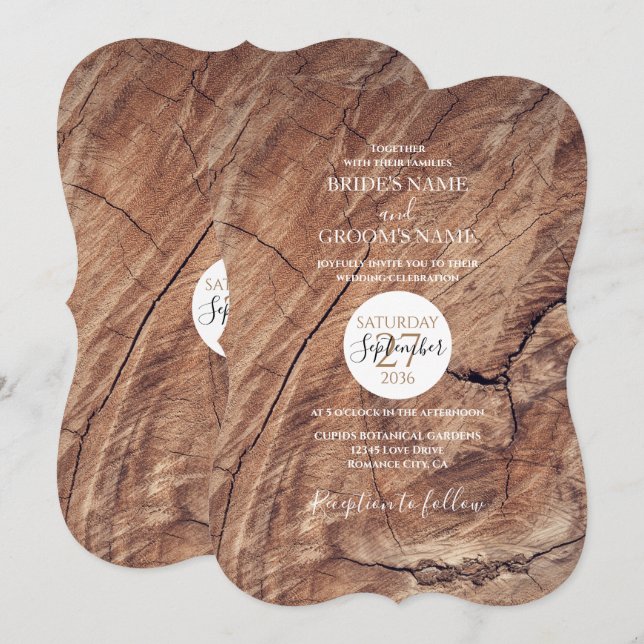 Rustic Wood Wedding-inbjudningar Inbjudningar (Fram/baksida)