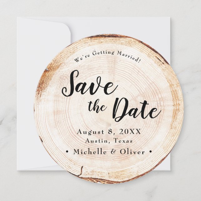 Rustic Wood Wedding Save the date custom photo Inbjudningar (Framsida)