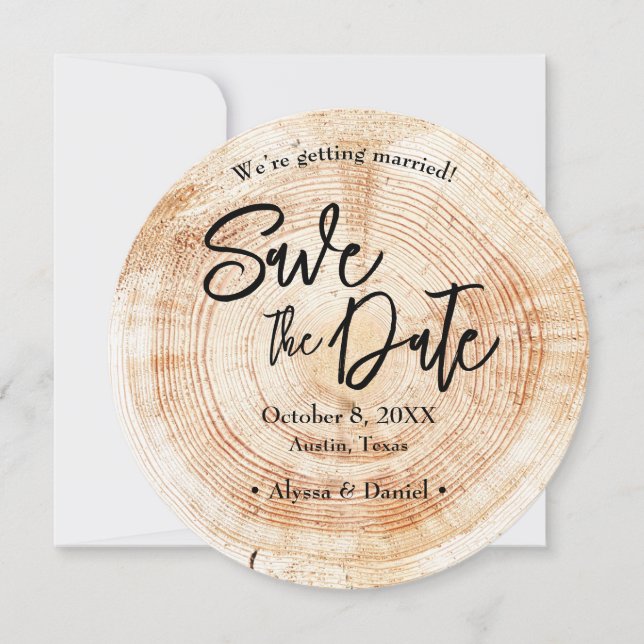 Rustic Wood Wedding Save the date QR code Inbjudningar (Framsida)