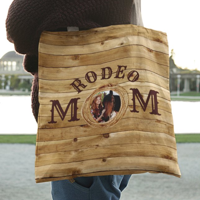 Rustic Wood Western Rodeo Mamma Photo Tygkasse (Skapare uppladdad)