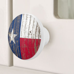 Rustic Wood Westernare Land Lone Star Texas Flagga Knopp