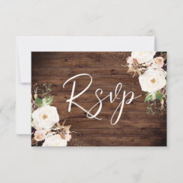 Rustic Wood White &  Blommigt Elegant bröllop OSA Kort